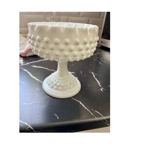 Vintage Milk Glass Hobnail Compote Pedestal Bowl – Fenton Style